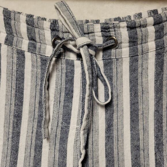 Striped Pull On Linen Blend‎ Pants Coastal Grandma Resort Beachy Cruise Size M - Picture 3 of 8
